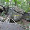 The 3 largest boulders in this area. From left to right: Stacked Boulder, Little Hollow Boulder and Samsit Boulder. The Warden Boulder is visible between the Stacked Boulder and Little Hollow Boulder.