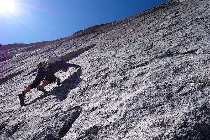 Pitch 4. Nate heading up a sea of granite.