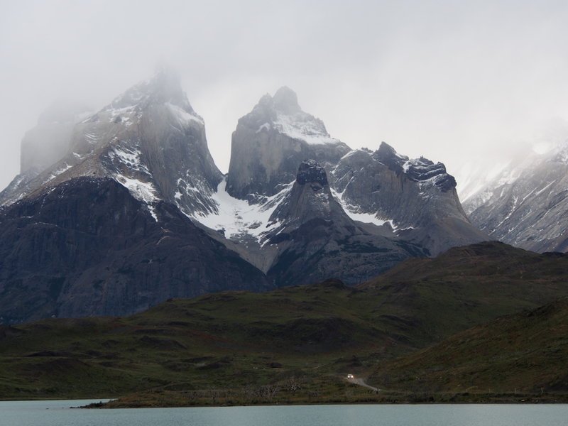 Cuernos Del Paine :  North (in cloud), Central and East