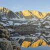 The north face of Mt Goethe from Lower Goethe Lake. The true summit is the far left side.