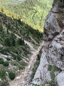 Looking back at the top of p2. This pitch has some fun climbing.