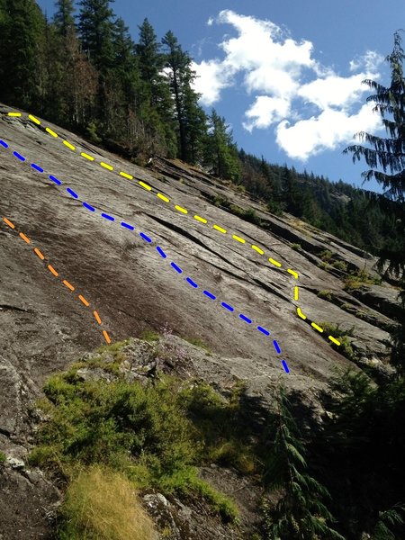 Lower Salami Slab, showing Chehalis (yellow), Centralia (blue) and start of Vader (orange)