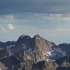 North side of Windom, the spire and Sunlight peak as seen from Vestal Peak.