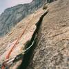 solid pro placed on 'super slide' in yosemite