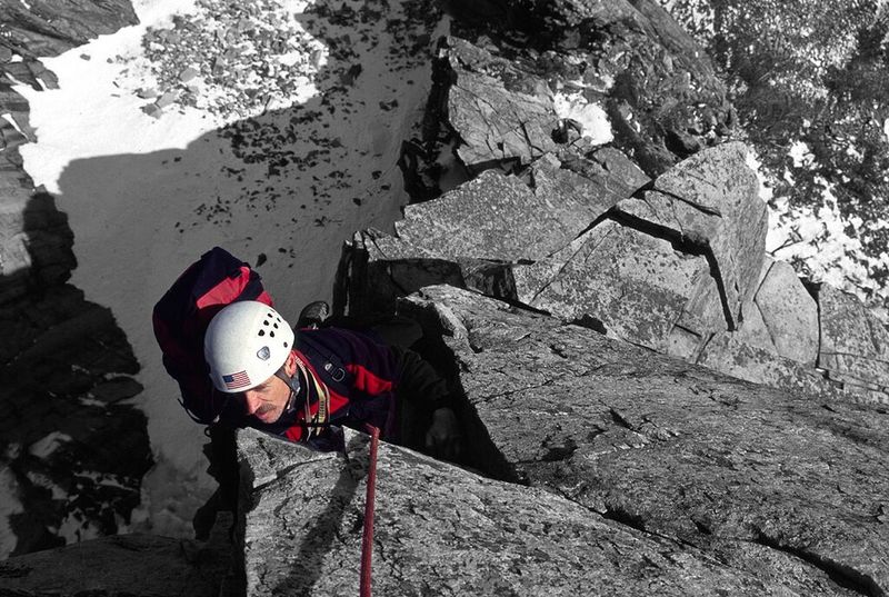 Jon Sykes emerging from the crux pipe pitch on a springtime romp up the W-G.  Photo by Jamie Cunningham. Buy the Guidebook: https://www.eaglecliffpub.com/