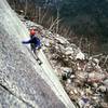 Climber, Ben Savage on Condescender, belayed by Bill Keiler. Photo by Jamie Cunningham.