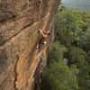 Sasha Gerzha climbing Shadow Boxer (30/8a+), at Cassia Cliffs - Australia