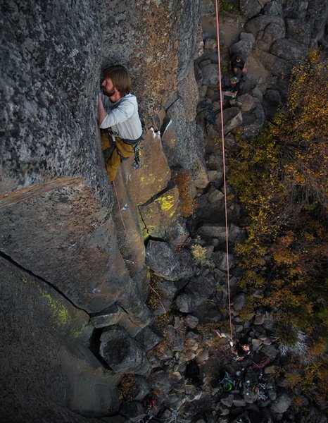 Stephen executing a perfectly dialed mock lead of the 5.8 classic trad route, "Cam's Jams".