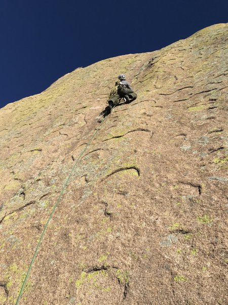 Tyler making his way to the first bolt on the third pitch.