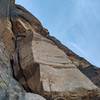 Photo from the base of pitch 1 about to enter the crux.