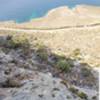 Looking back at the belay and down the face of Fes.