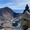 Hanging out on the summit of Mt. Tyndall with Mt. Williamson in the background