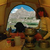 Ace and Mary - Burrito time. Upper Rapid Creek campsite - August 1985