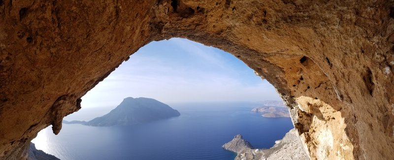 A steller view from the cave at the anchor of Biloute.