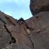 Earl passing the bail tat, and the last moment of certainty.   Hueco/flake feature low and left