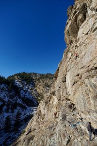 Low Priest, 5.9, FA.<br>
<br>
Photo by Matthew Lloyd.