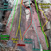 routes on Many Pines SW face - left side