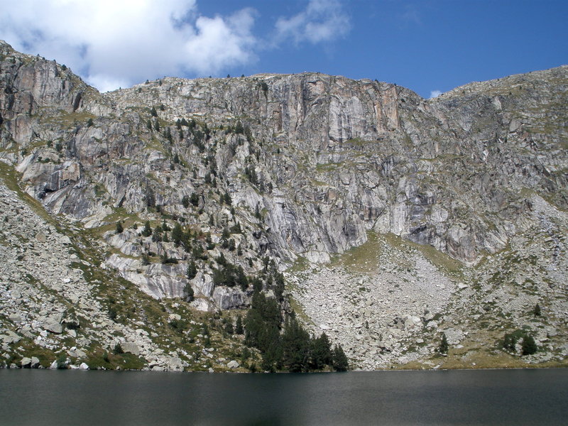 Looking across Embassament de Cavalier at one of about 20 walls accessed by from the lake !