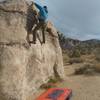 Topping out on Interceptor (V0), Joshua Tree NP