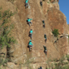 Composite photo. Climbers on "Nothing Shocking" (left) and "Nothings Right" (right)