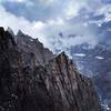 A ridgeline to climbers right during a break in a snow storm about 2 pitches from the top (early spring 2019)