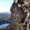 The Old Man's Brother, Split Rock Cliff. This cliff has three 5.10 climbs put up by Jon Sykes and Chuck Woodman around 1997. There is also a 5.4 climb called the Dike, which is the diagonal gash that splits the cliff, hence the cliff's name.