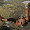 Joe Terravechia cruising the route on a beautiful fall day in 1998. I had setup a rope off to the side so I could get some shots of Joe in action.