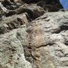 Brian leading the nice pitch 5 corner on Trinity Buttress.