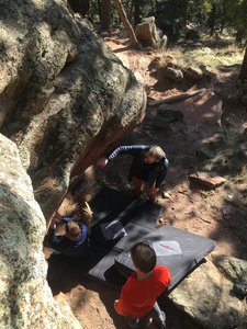 Matt, Alex, and Curtis discuss beta on the Front and Center Boulder V1 - "Up & Right".
