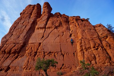 Nolan moves into the crux section.