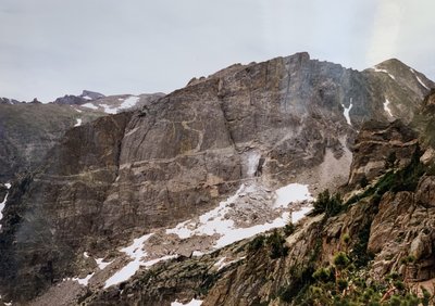 Photo taken from Flattop Mtn mere minutes after the 1999 rockfall that took out the original route.