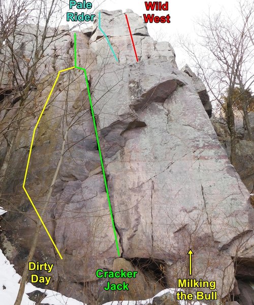 Dirty Day to Wild West.<br>
<br>
I've seen no pictures of Dirty Day so this line is based on the MP description. Let me know if it is a little off.<br>
Milking the Bull is somewhere between Cracker Jack and the right corner - not sure of the exact line.