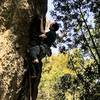 Dave pulling into the undercling before the crux