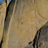 Unknown climber approaching the crux - Sept 1995