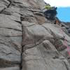 Climber Kelle Harter on her way to the crux finish