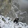 On the ridge in snowy conditions