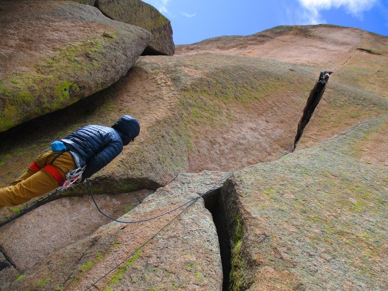 Climbers on Bishop Crack.