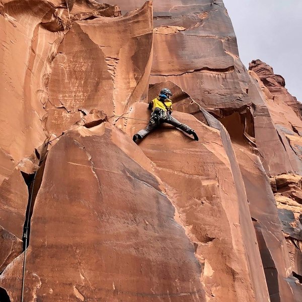 Traverse right after the 3's crack on pitch one.