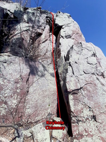 Keyhole Chimney. You can start a little lower than where this pic was taken, but the meat of the climb is shown here.