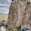 Not sure if anyone has laid claim to this rock or not, but it's got a fun little V3 if the arête is on.