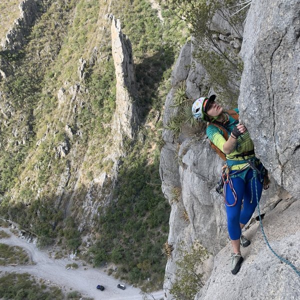 Clare pulling through the 4th pitch mini roof on Pancho Villa Rides Again. If you are a crack climber that finds yourself in Potrero you NEED to get on this one.