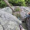 Looking down at ledge from anchors.