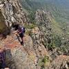 Spectacular views from probably the most exposed section - a short rope or hand line may be helpful here for those averse or unaccustomed to the exposure.