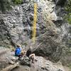 View of the climb from a few feet back on the ground. Yellow part is the direction of the route