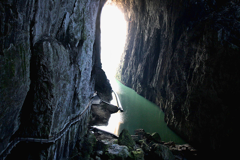 The second arch that is below and to the right of the main arch (they are both connected in the back). It is taller than the Great Arch and the river actively flows through it and disappears in the ground! This trail is currently being rebuilt as of 2019.