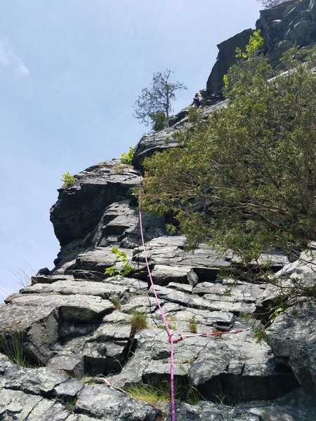 My brother Don Heinz heading up the 2nd pitch (looking from a belay at the rap halfway down)