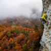 Ben Wu, Fox Mountain Guide, on Indecent Exposure. Photo by Natalie Sheffield