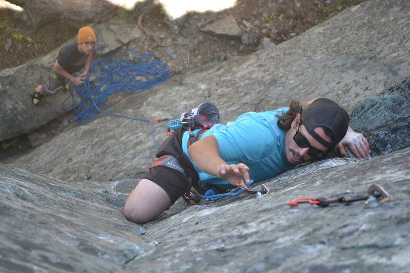 Theron breezing up "The Corner".  Legend has it, he stopped halfway through the crux to use the finger resistance band.