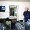 Racking up at the hotel with the heater blasting before a winter ascent.  (DEC 1998)