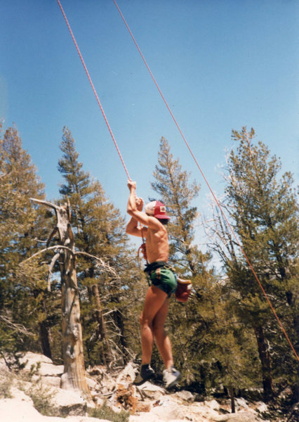 Scott Burk (17) working on Horseshoes and Handgrenades in his EB's.   (1980). Photo by Dave Sessions